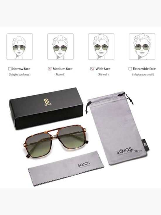 Retro Square Polarized Aviator Sunglasses Unisex 90s Shades